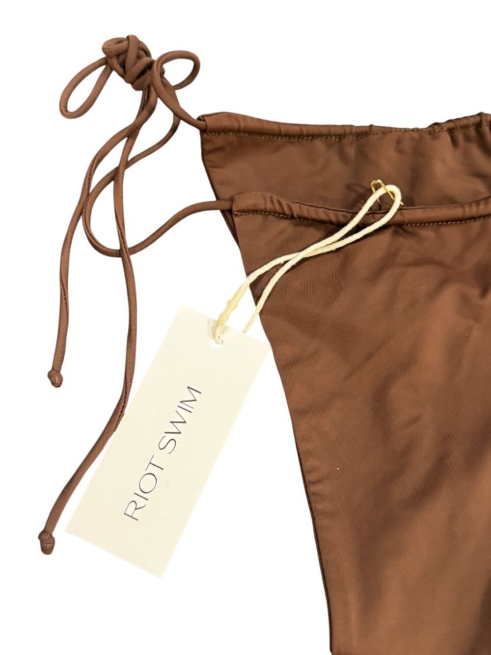 Riot Swim Bixi Bikini Bottom NWT Chocolate Brown Tie Side Minimal - Picture 7 of 11